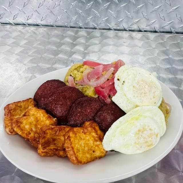 Dominican Breakfast (Fried Egg, Salami, Fried Cheese).