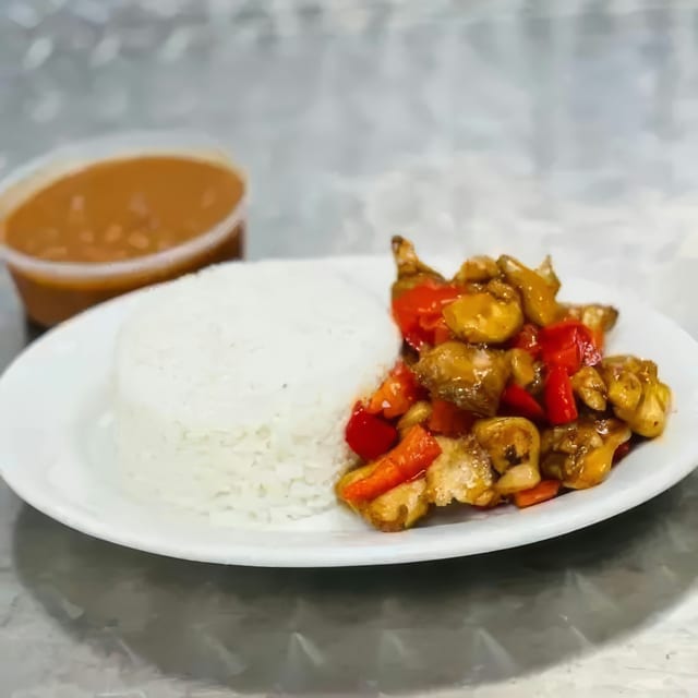 Bourbon Chicken Dinner.